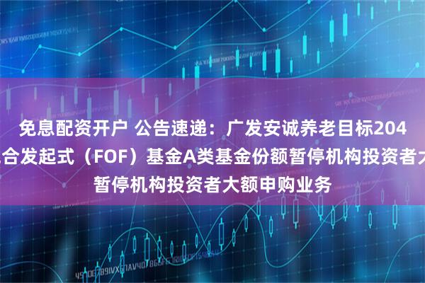 免息配资开户 公告速递：广发安诚养老目标2040三年持有混合发起式（FOF）基金A类基金份额暂停机构投资者大额申购业务